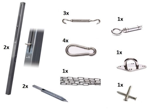 Platinum bevestigingsmaterialen schaduwdoek combinatiepakket 5