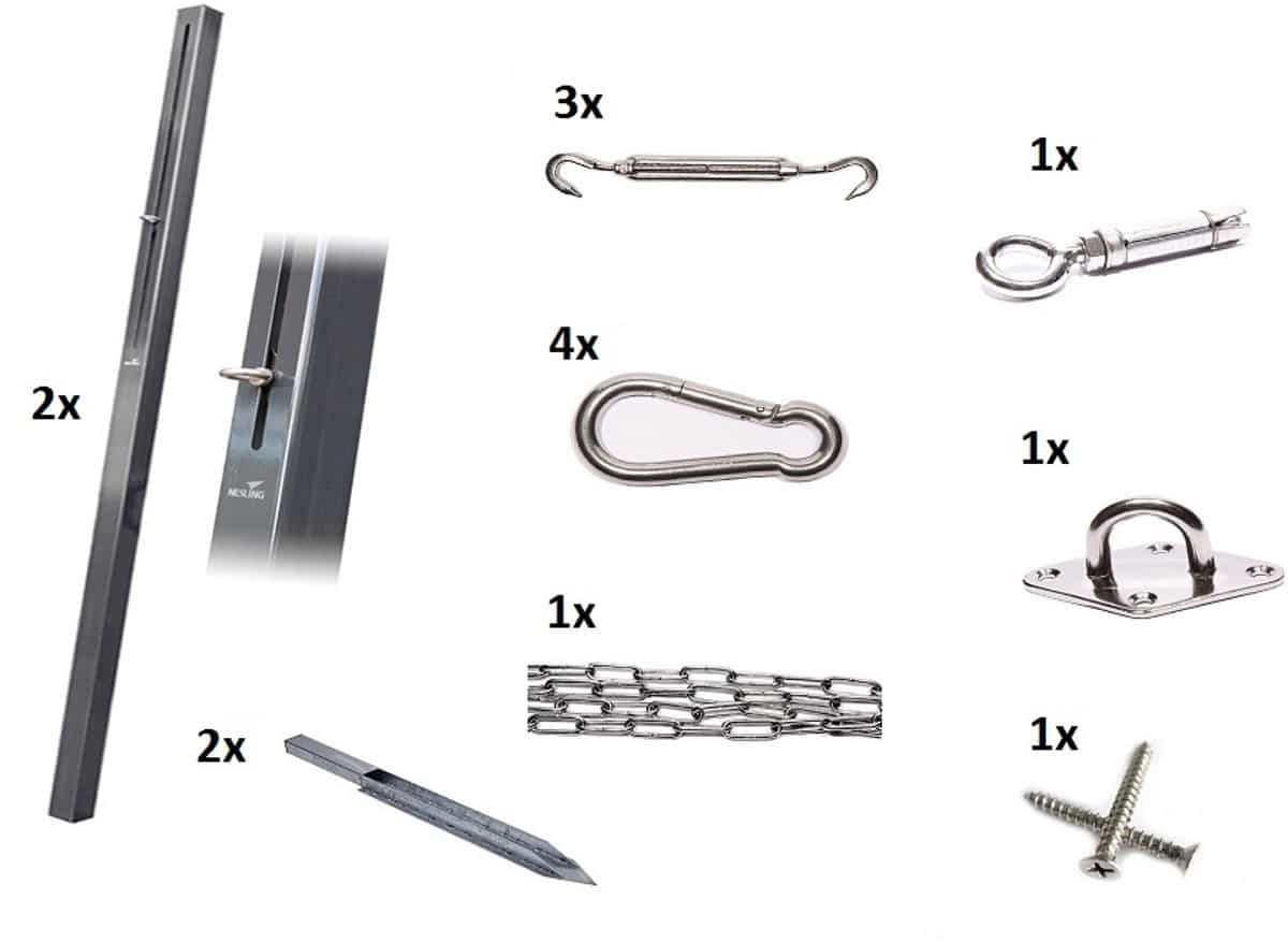 platinum bevestigingsmaterialen schaduwdoek combinatiepakket 5