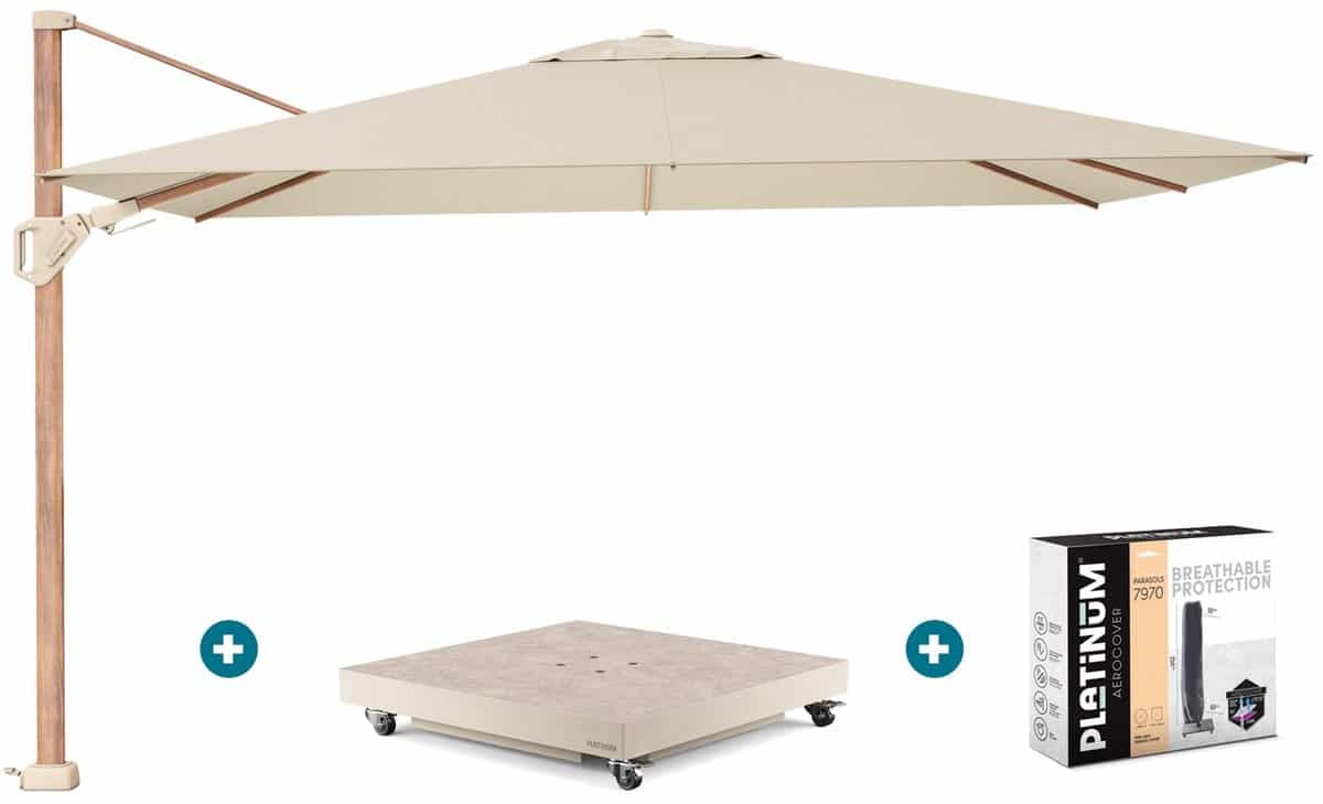 platinum challenger parasol premium t2 2,6×3,5 m. champagne teak