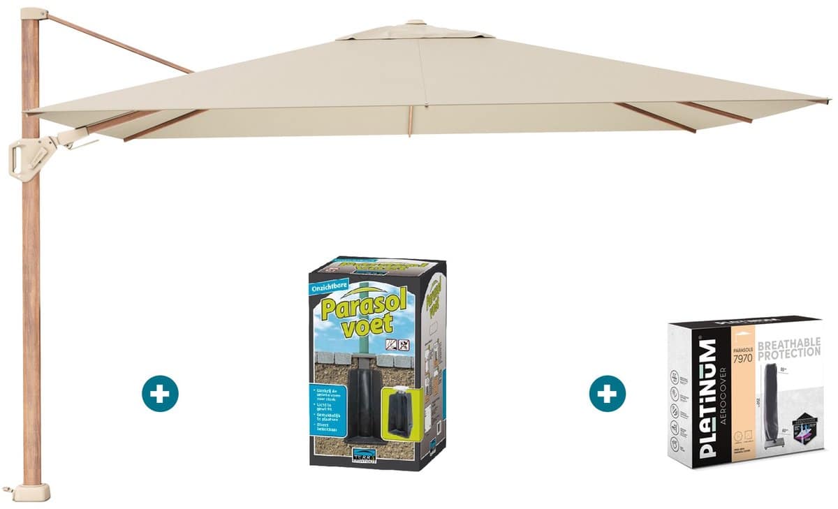 platinum challenger parasol premium t2 2,6×3,5 m. champagne teak