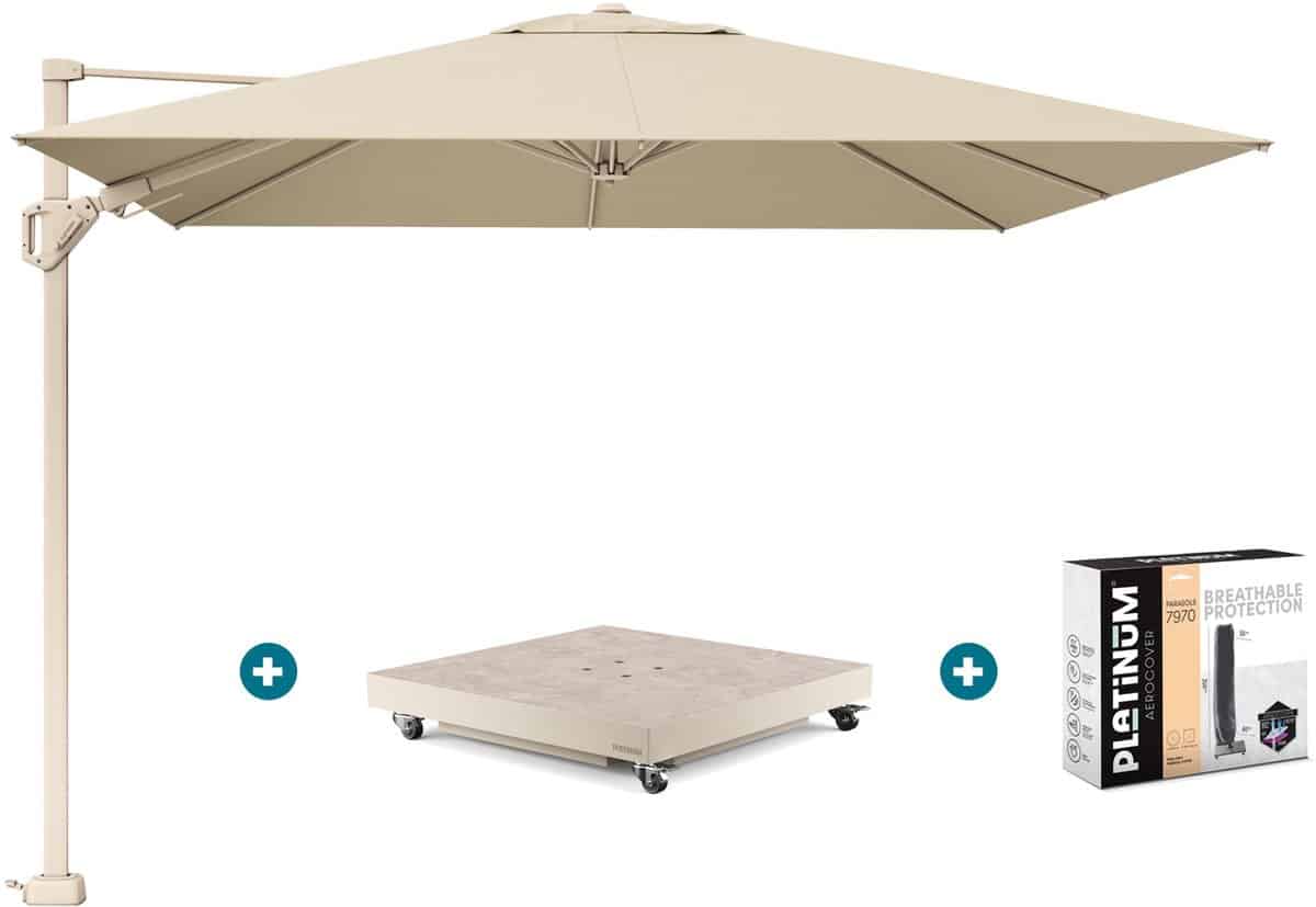 platinum challenger parasol premium t2 3×3 m champagne sandstone