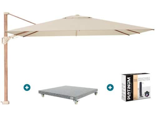 Platinum Challenger zweefparasol Premium T2 2,6x3,5 m - Champagne teak