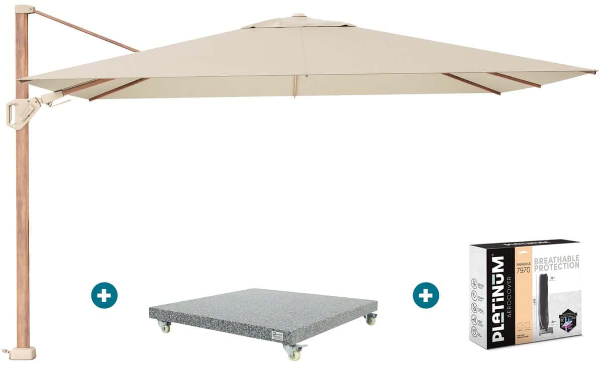 platinum challenger zweefparasol premium t2 2,6×3,5 m champagne teak