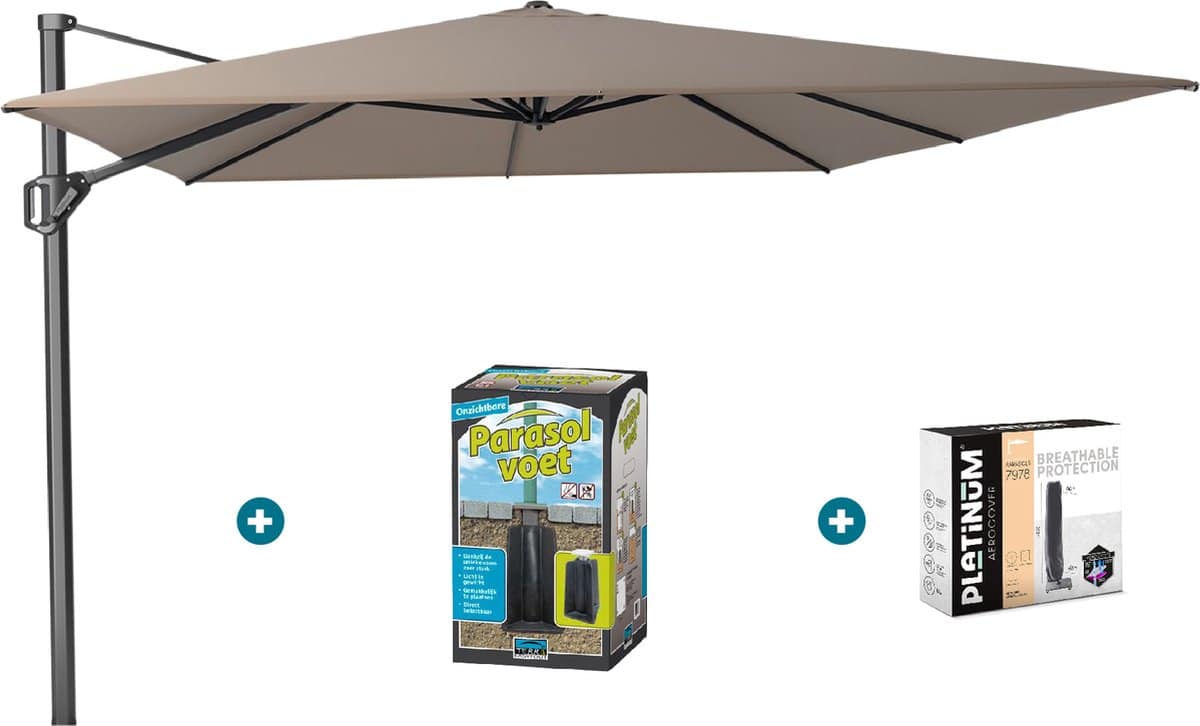 platinum challenger zweefparasol t1 premium 4×3 m. havana taupe