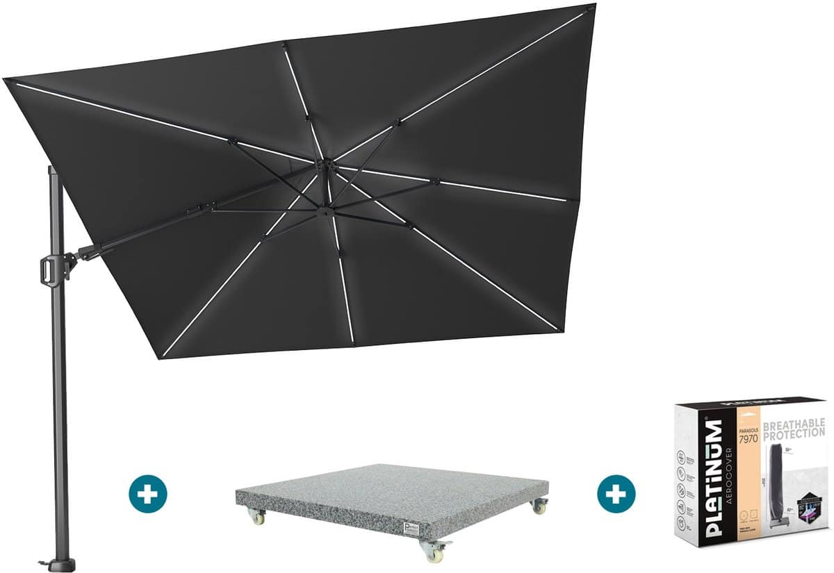 platinum challenger zweefparasol t2 premium glow 3×3 m.