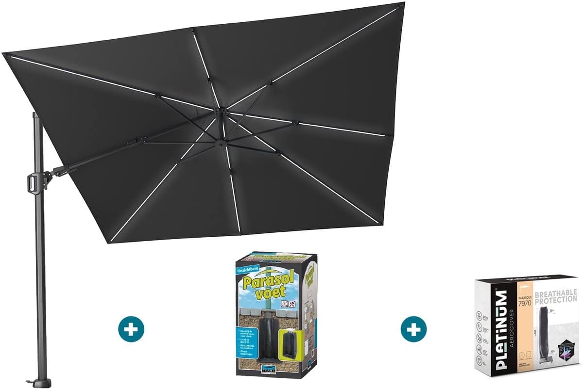 platinum challenger zweefparasol t2 premium glow 3×3 m.