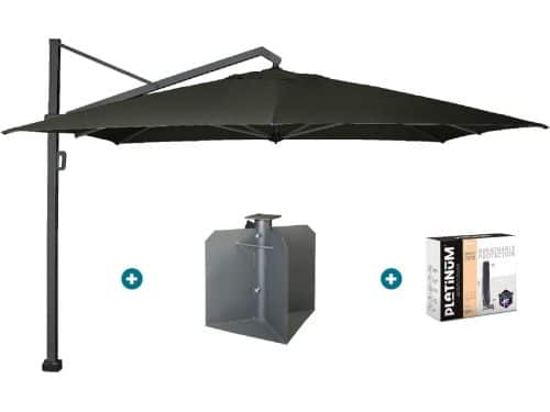 Platinum Icon T1 Zweefparasol - 4x3m. - Faded Black met