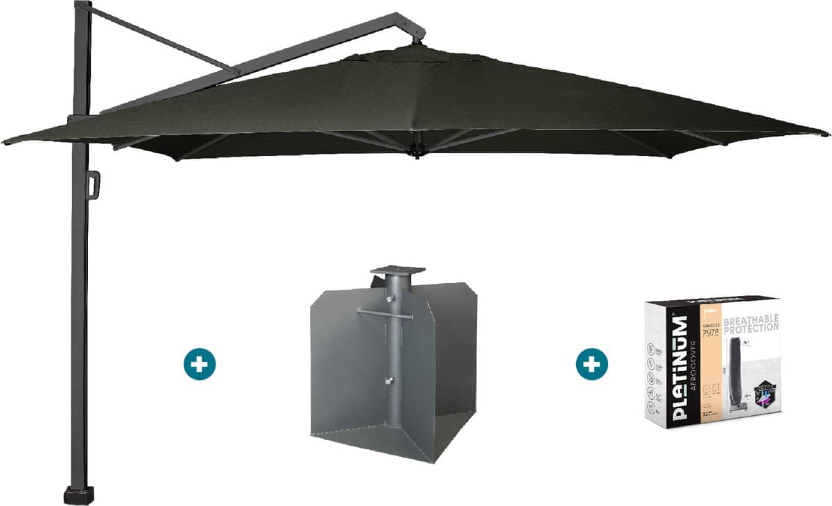platinum icon t1 zweefparasol 4x3m. faded black met