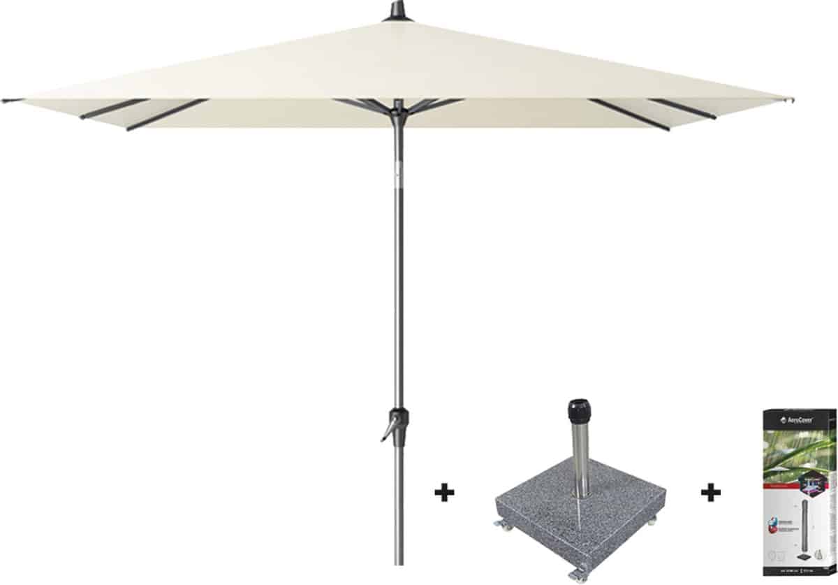 platinum riva stokparasol 2.5×2.5 ecru met voet en hoes