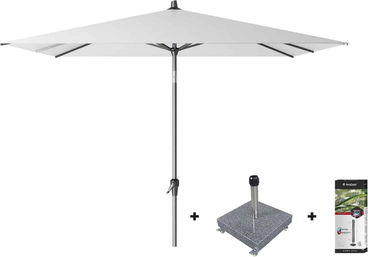 platinum riva stokparasol 2.5×2.5 white met voet en hoes