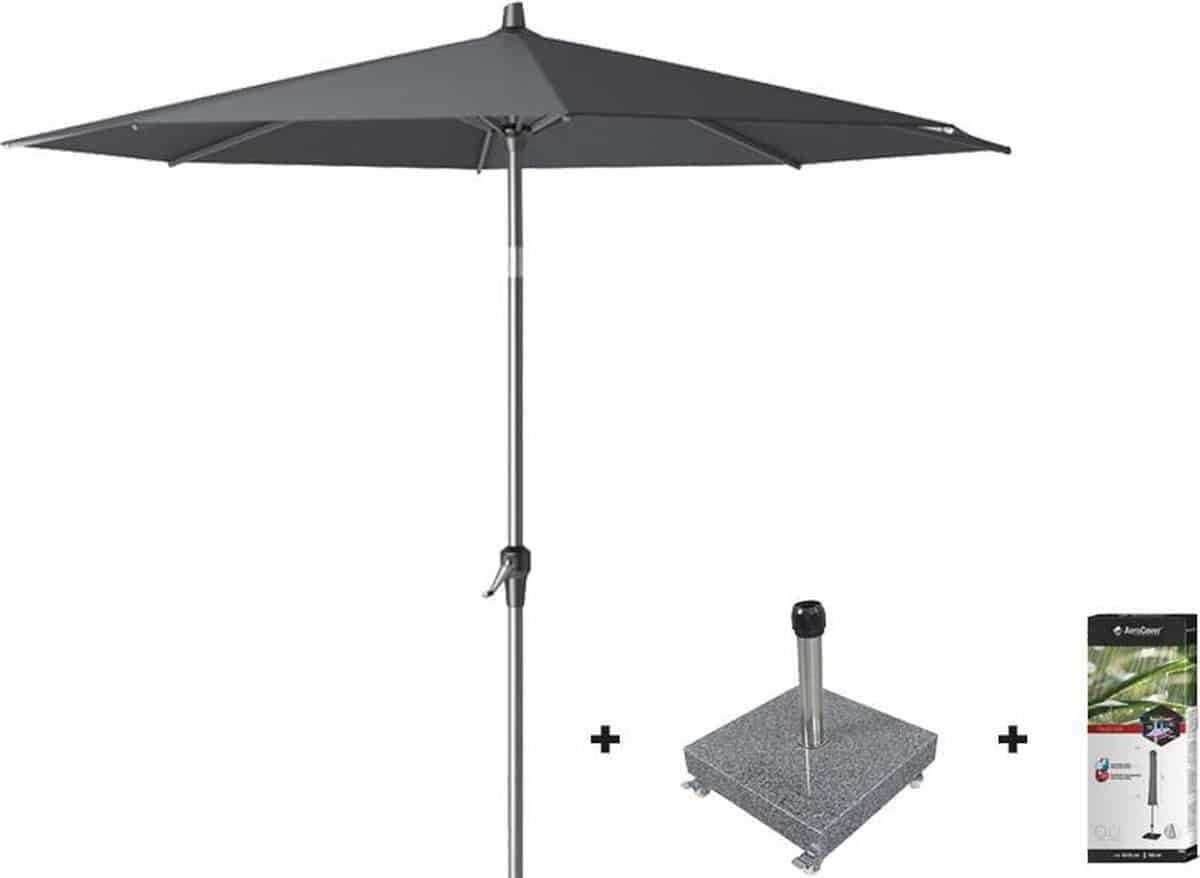 platinum riva stokparasol 2,5 m. rond antraciet met voet