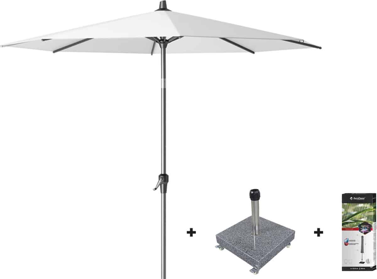 platinum riva stokparasol 2,5 m. rond white met voet