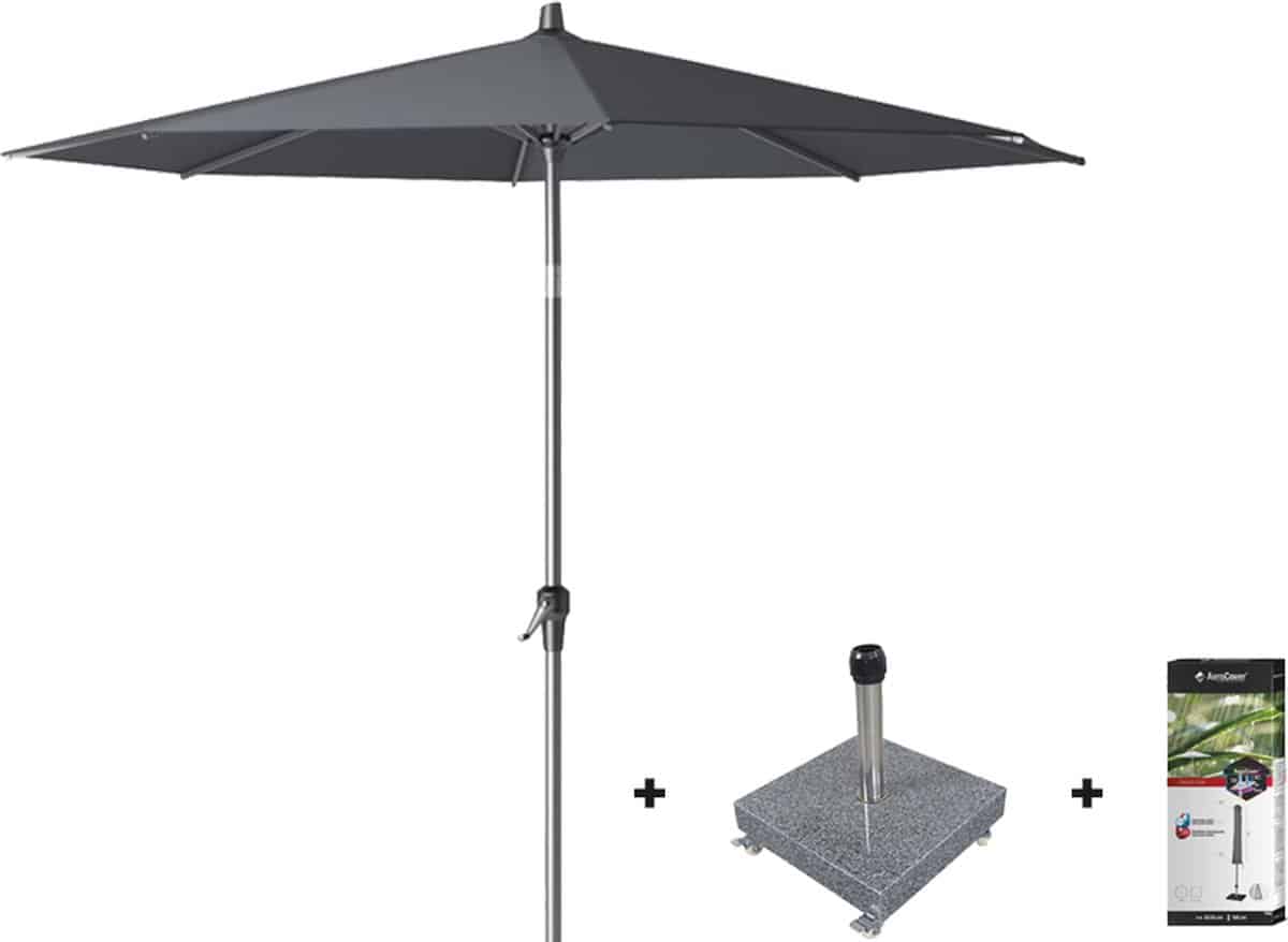 platinum riva stokparasol 3 m. rond antraciet met voet