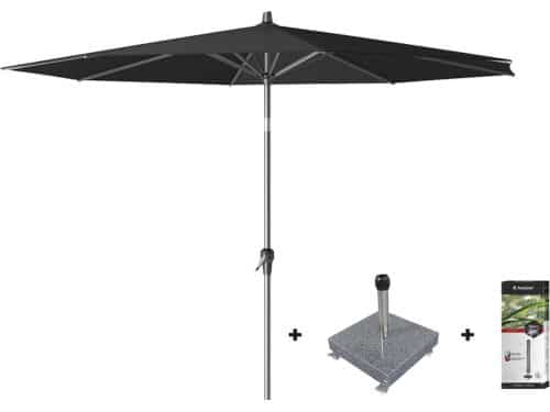 Platinum Riva stokparasol 3 m. rond - black met voet