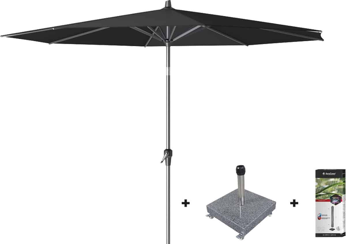 platinum riva stokparasol 3 m. rond black met voet