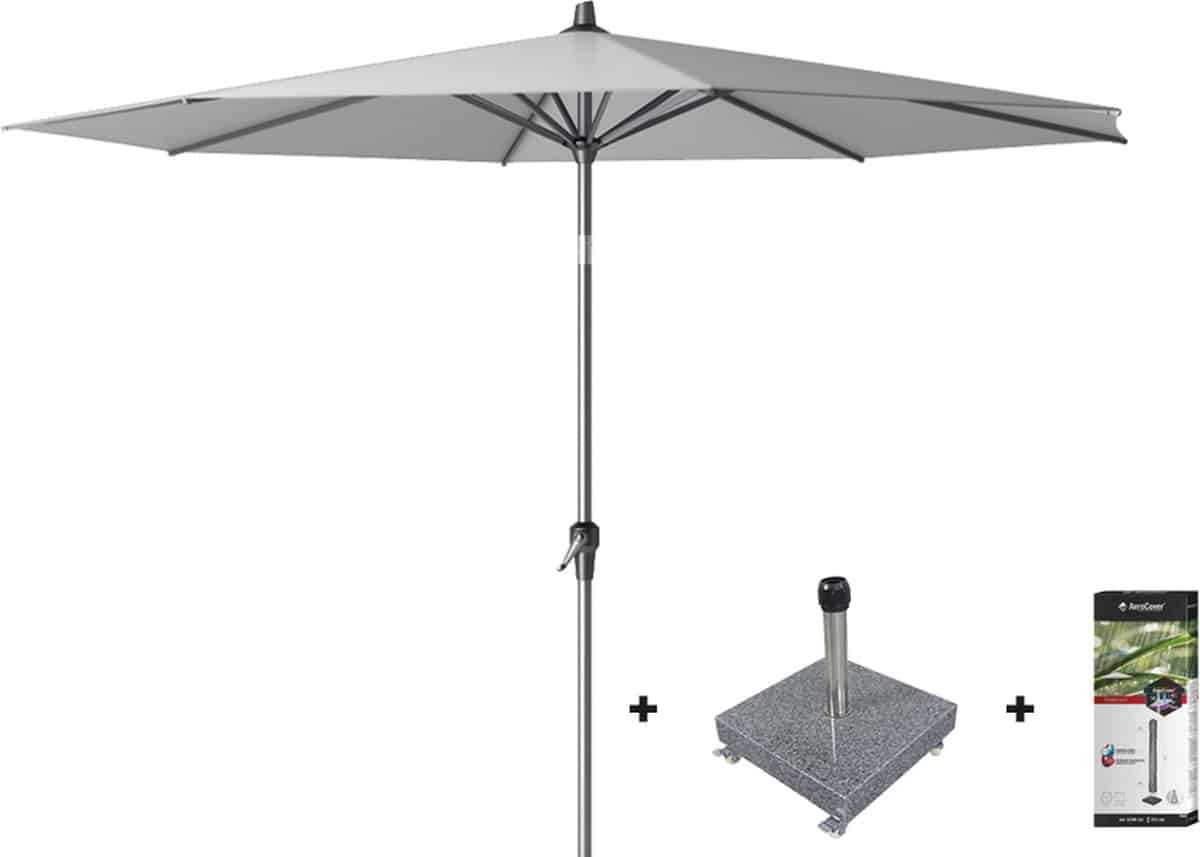platinum riva stokparasol 3 m. rond light grey met