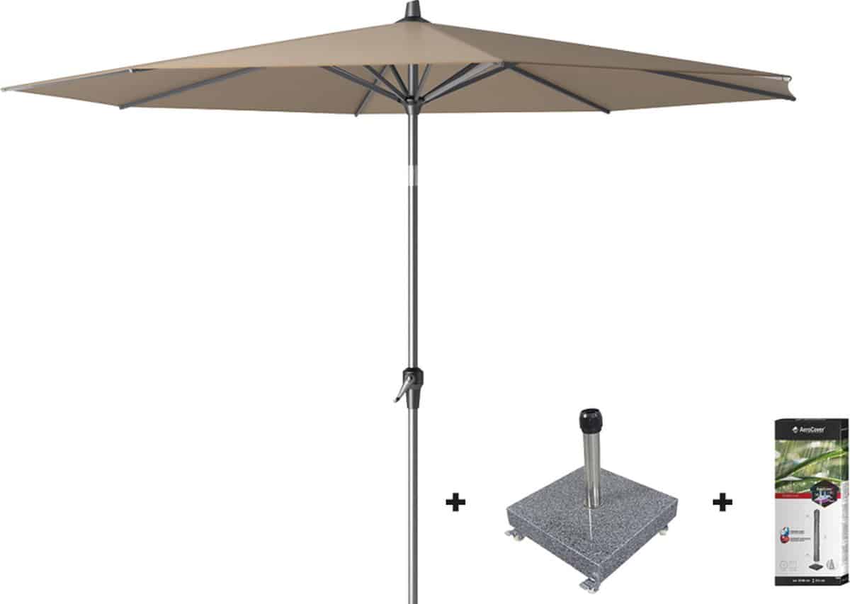 platinum riva stokparasol 3 m. rond taupe met voet