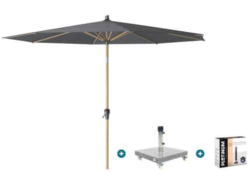 Platinum Riva stokparasol 3 m. rond - Teak antraciet met