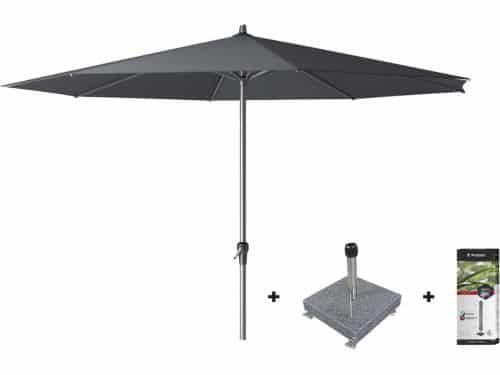 Platinum Riva stokparasol 3.5 m. rond - Antraciet met voet