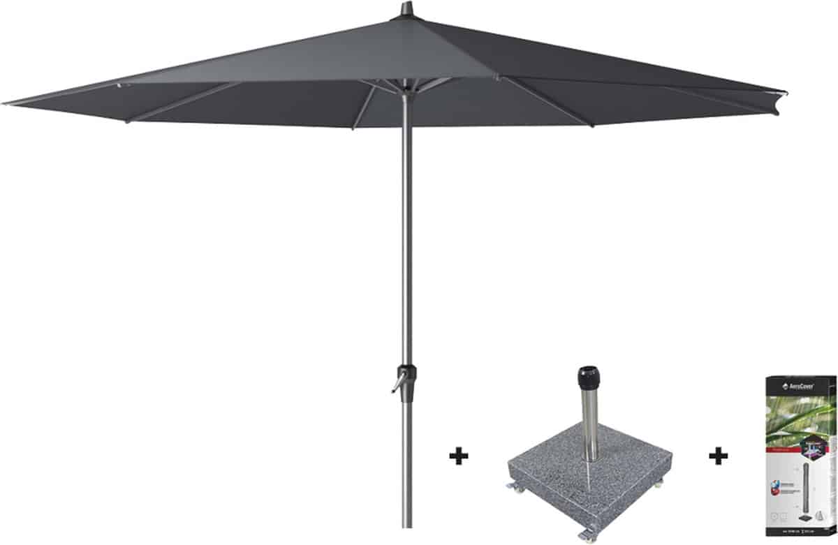 platinum riva stokparasol 3.5 m. rond antraciet met voet