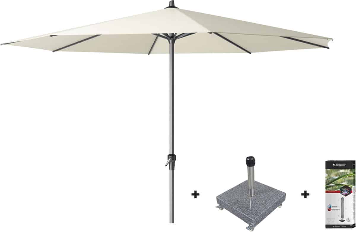 platinum riva stokparasol 3.5 m. rond ecru met voet