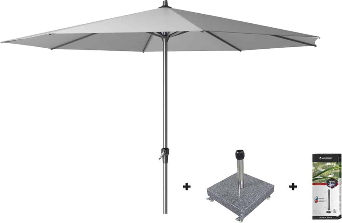 platinum riva stokparasol 3.5 m. rond light grey met