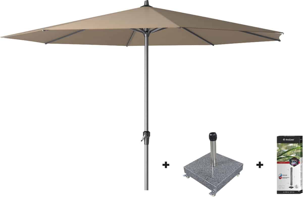 platinum riva stokparasol 3.5 m. rond taupe met voet