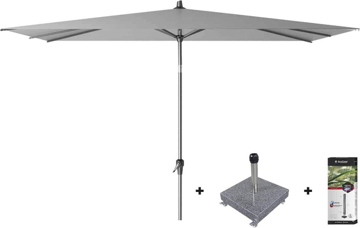 platinum riva stokparasol 3×2 light grey met voet en