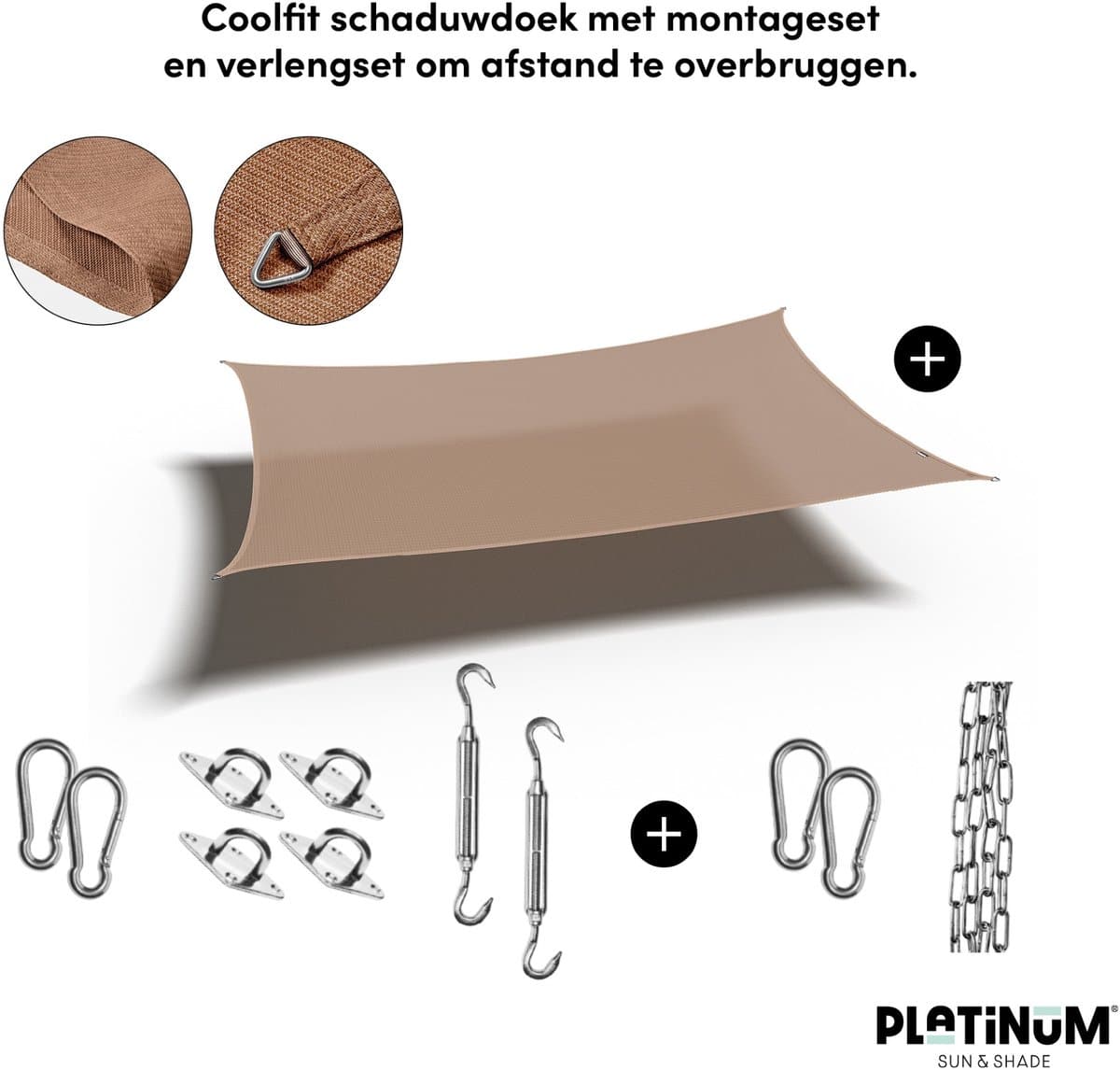 platinum sun & shade coolfit schaduwdoek rechthoek