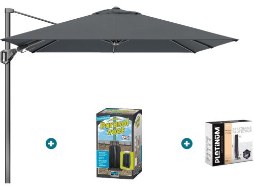 Platinum Voyager zweefparasol T2 2,7x2,7 - Antraciet met ingraafvoet en