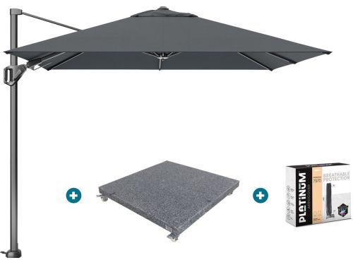 Platinum Voyager zweefparasol T2 2,7x2,7 m. - Antraciet met voet
