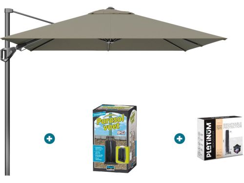 Platinum Voyager zweefparasol T2 2,7x2,7 - Taupe met ingraafvoet en