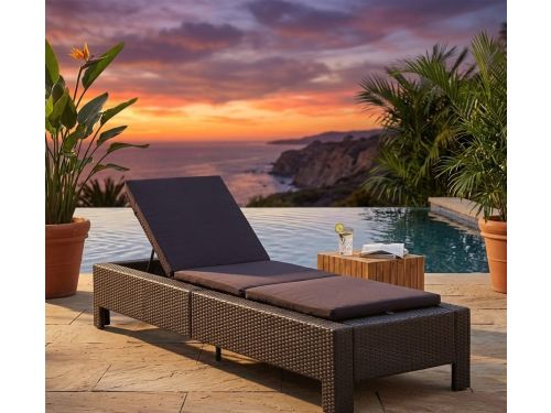 Poly Rattan Ligbed Opvouwbaar Outdoor Sunbed 220 x 75 x