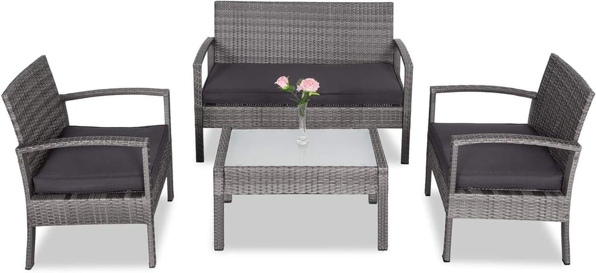 polyrattan lounge set tuinset bank stoelen buiten ontspannen