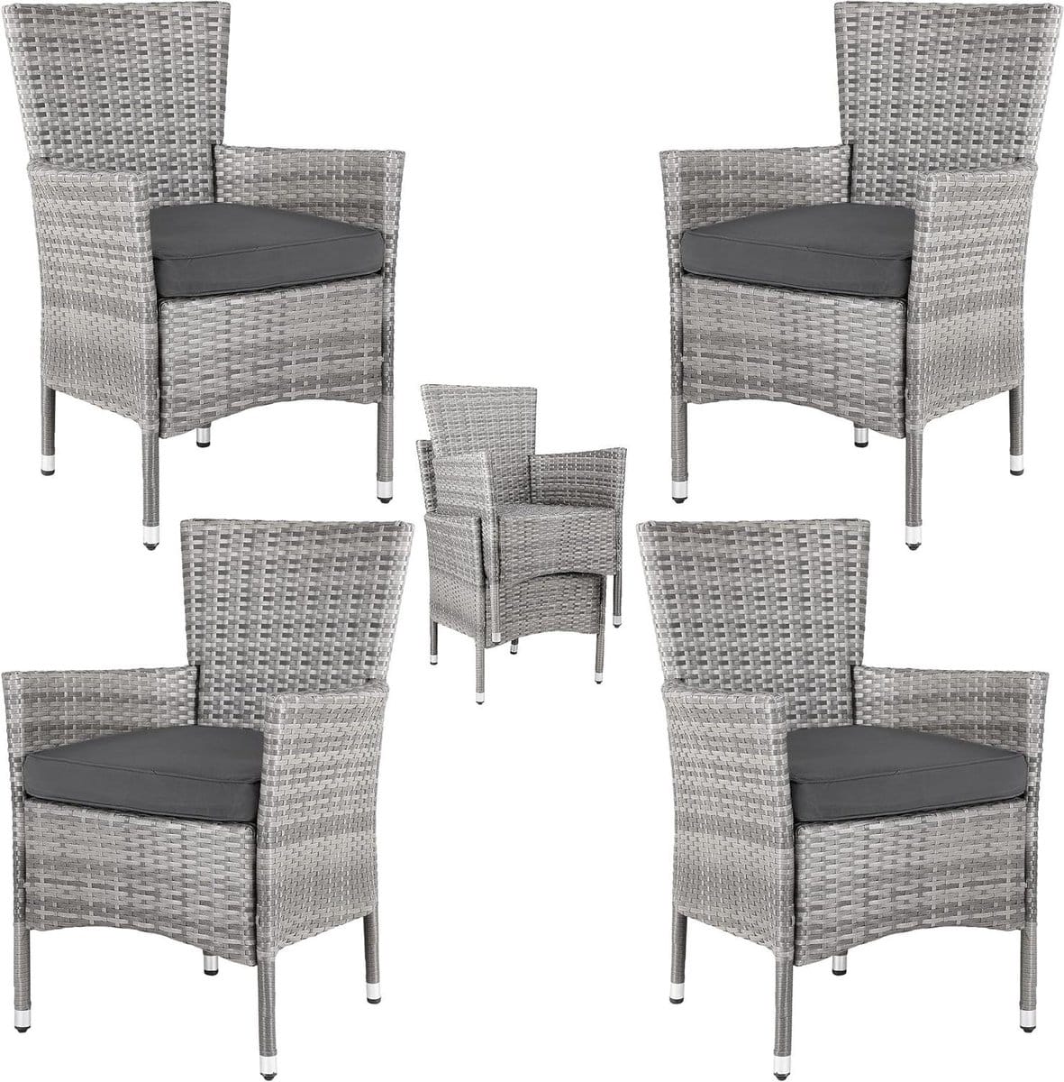 polyrattan tuinstoelen buitenstoelen terras zitten stapelbaar &