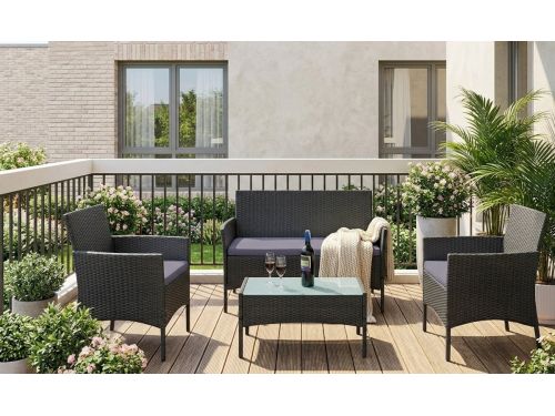 Polyrotan balkonmeubelen zitgroep lounge terrasmeubelen balkonmeubelset met 2 banken