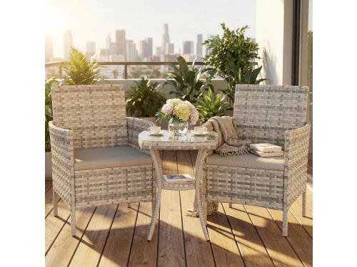 Polyrotan Balkonset 3-delig 59 x 61 x 84 cm Tafel