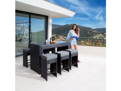 Polyrotan Barset 7-delig 140 x 149 x 98 cm