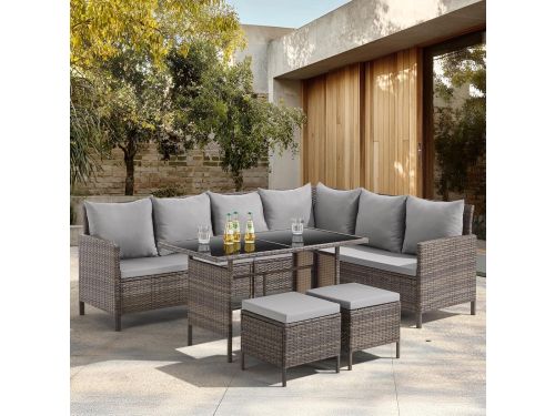 Polyrotan Hoek Loungeset met Eettafel 233 x 167 x 80