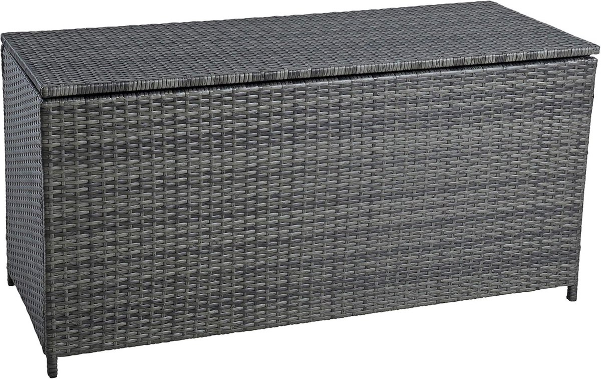 polyrotan opbergbox kussenbox voor tuin en terras antraciet grijs