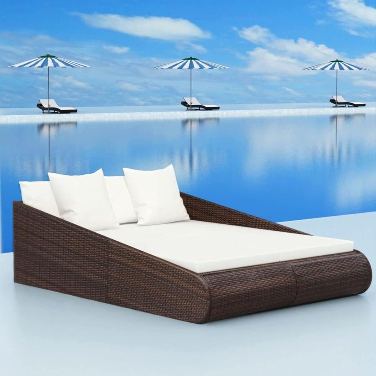 polyrotan zonnebed xxl 2 persoons 201 x 139 x 58