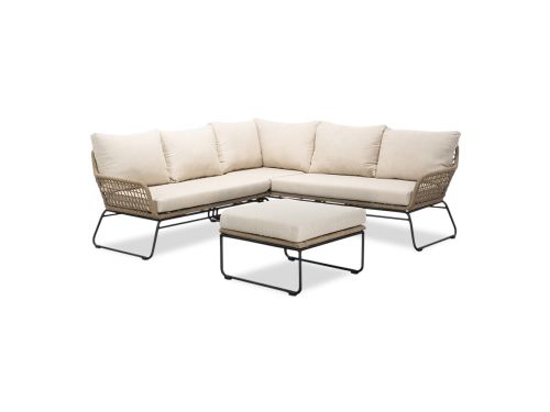 Potenza hoek loungeset 5 personen | aluminium + touw | Sahara Dust | 3-delig - 213x213cm