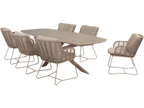 Prado Fabrice dining tuinset 7 delig 240x105xH75 cm keramiek latte
