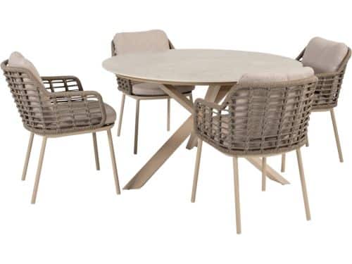 Prado Puglia dining tuinset 130xH75 cm 5 delig keramiek latte