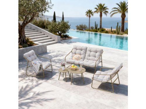 Premium 5-Delige Tuin Loungeset Beige & Grijs - Luxe Outdoor