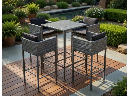 Premium 5-delige Tuinbarset met Kussens - Modern Design, Weerbestendig Polyrotan