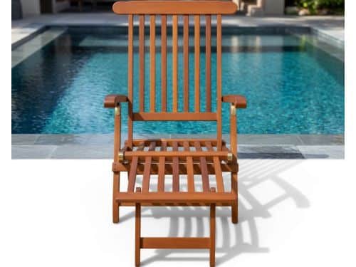 Premium Houten Ligstoel Eucalyptus - Meervoudig Verstelbare Relaxstoel met Voetsteun