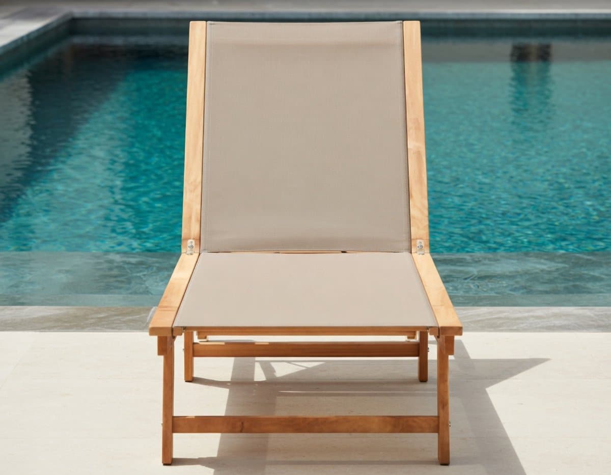 premium massief acaciahouten ligbed taupe verstelbaar 5 posities