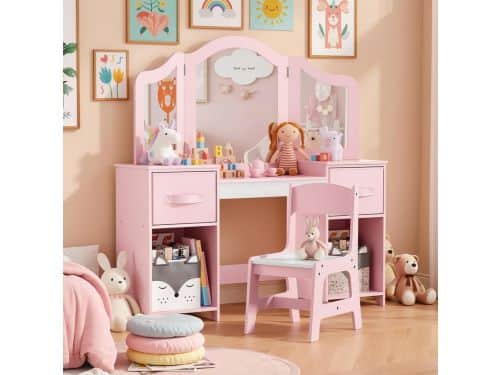 Princess Dream 2-in-1 Kinder Kaptafel & Bureau met Afneembare Spiegel