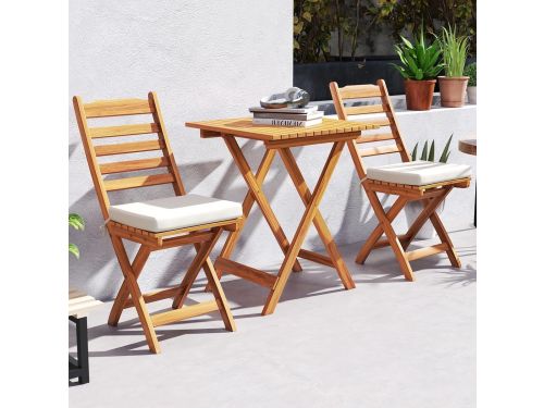 Provence Luxe Bistroset 3-Delig - Opklapbaar Massief Acaciahout - Inclusief